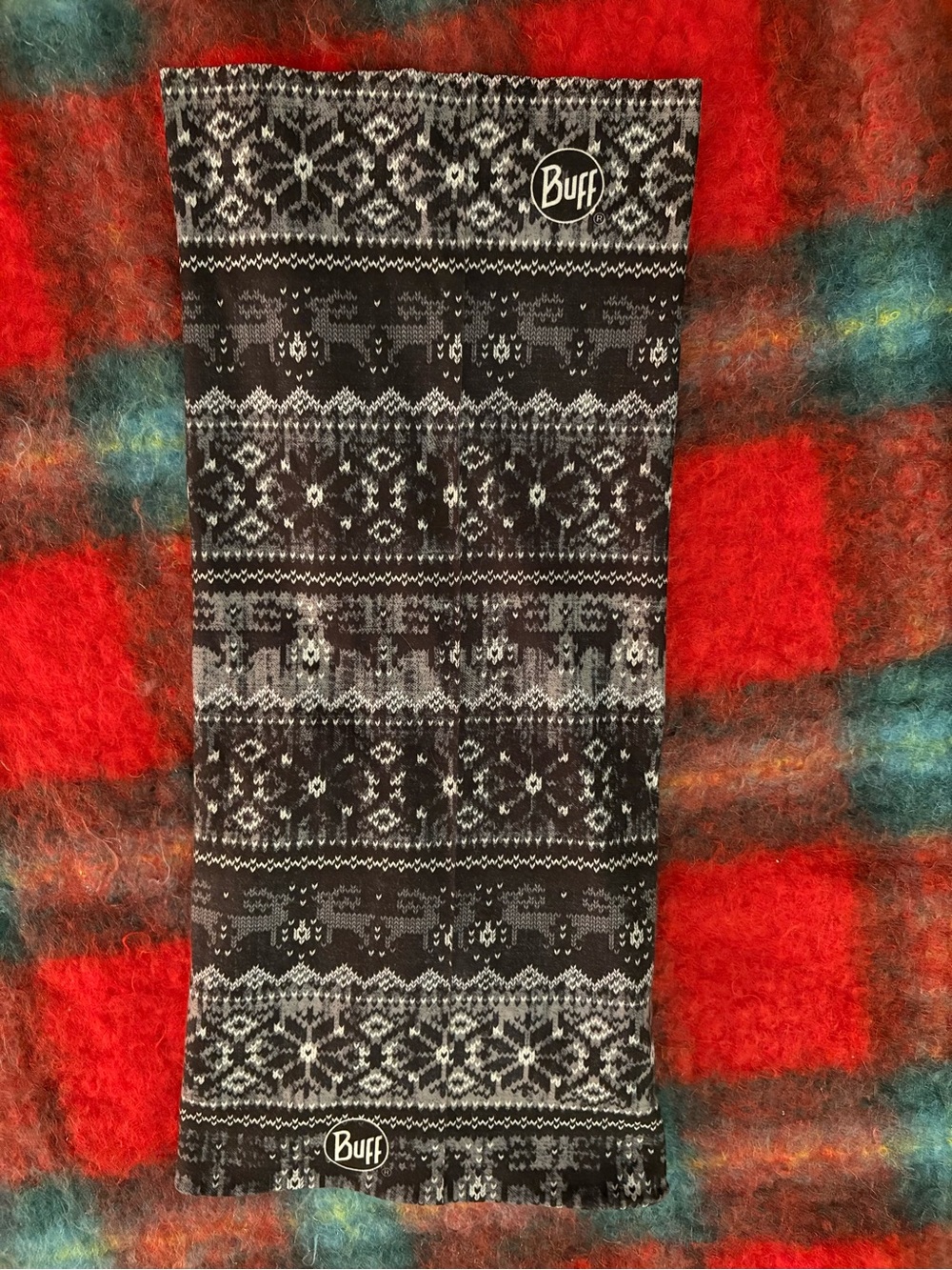 Buff Black & Gray Patterned Neck Tube